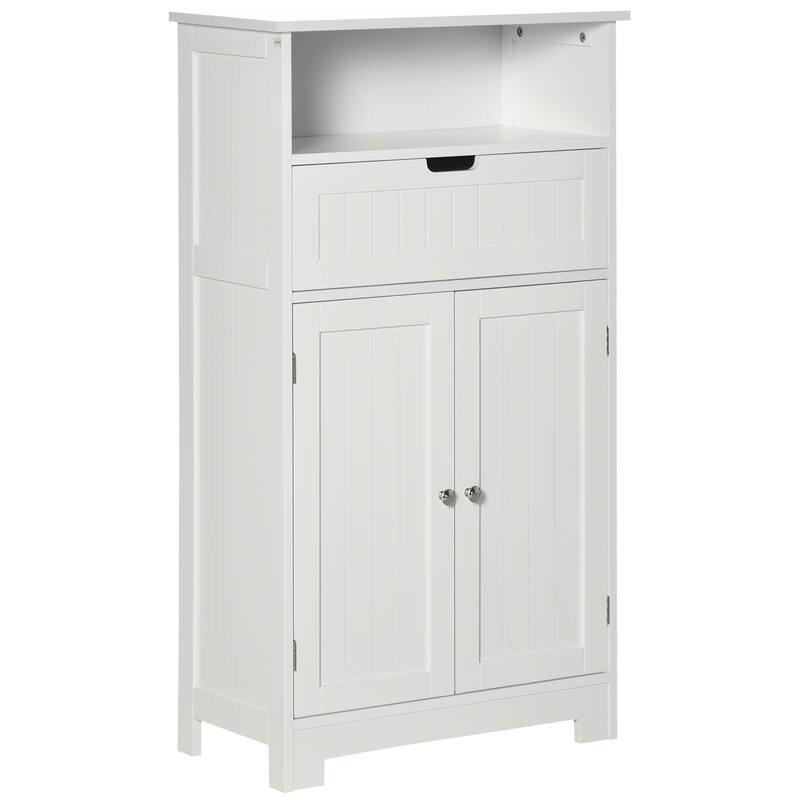 kleankin Bathroom Storage Cabinet Freestanding Bathroom Storage Organizer with Drawer and Adjustable Shelf , White - N/A