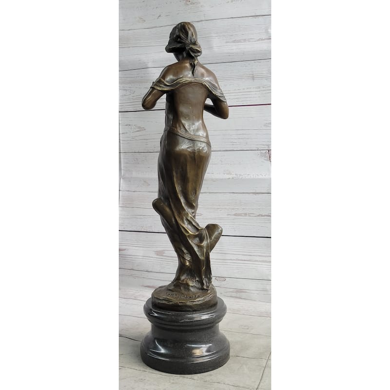 Jean Patoue Art Nouveau Female Personifying Spring Bronze Sculpture Statue Decor