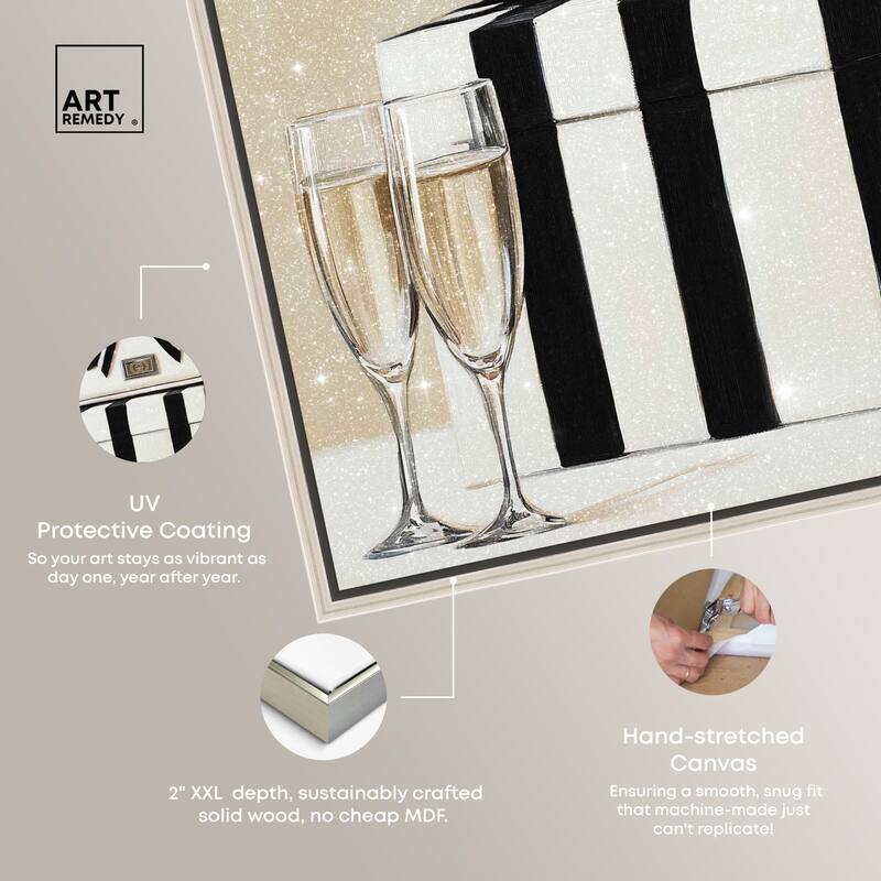 Black and White Striped Glam Canvas by Art Remedy