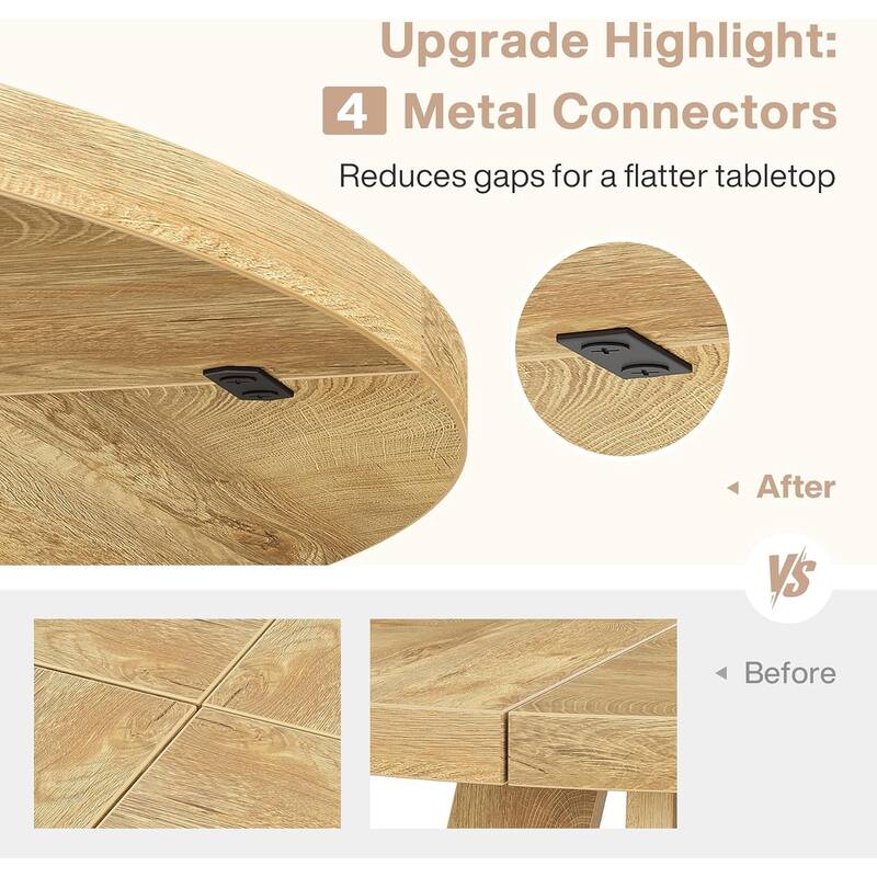 47" Round Dining Table, Wood Top Kitchen Table for Dining/Living Room