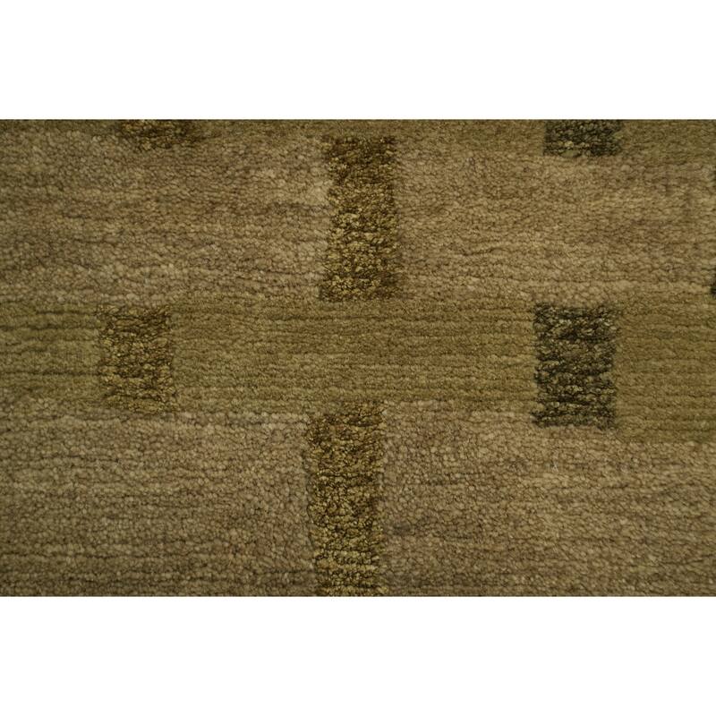 Hand Knotted Oriental 100% Wool Carpet Modern Abstract Beige & Ivories Nepalese Area Rug - 5' 0'' X 3' 0''