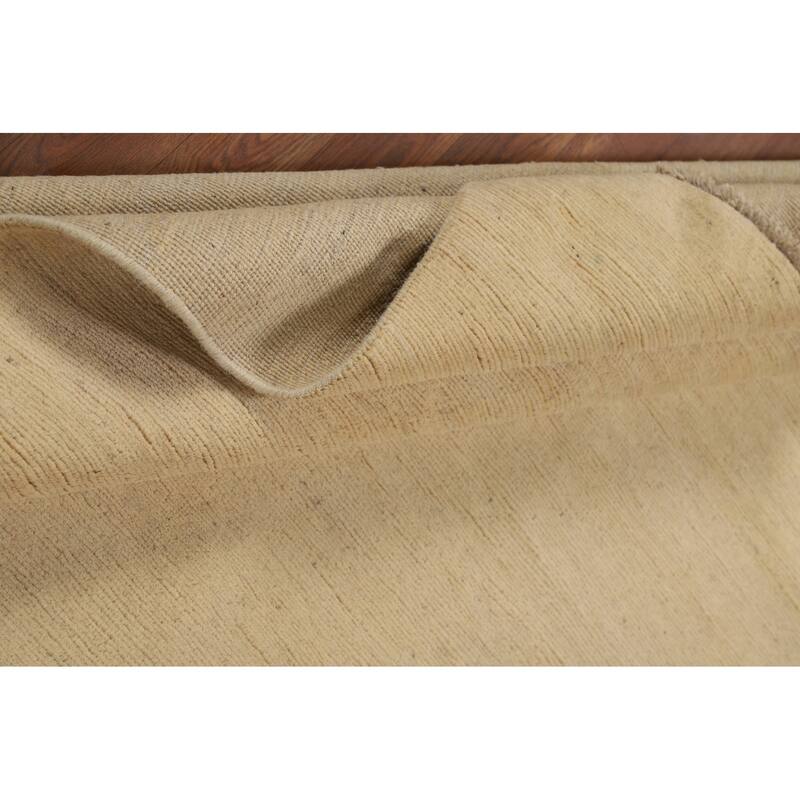 Modern Gabbeh Oriental Rug Beige Handmade Wool Carpet - 4'9"x 6'5"