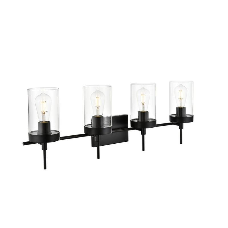 Bento 1 Light Black and Clear Bath Sconce