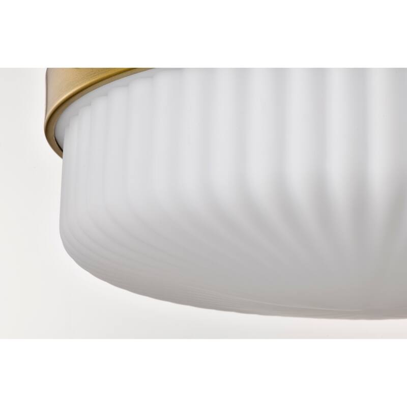 Solara Flush Mount Natural Brass Finish Frosted Ribbed Glass - Natural Brass