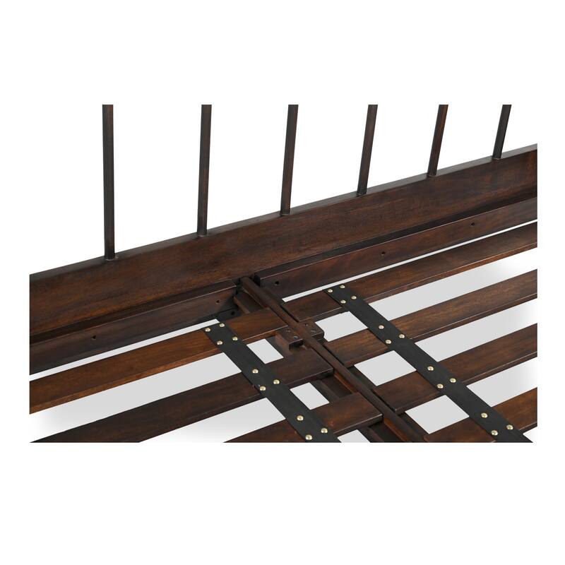 NADAAL STUDIOS Keaton King Bed, Soft Linen-Blend Upholstery, Tall Foam-Padded Headboard, Solid Pine Frame, Wheat