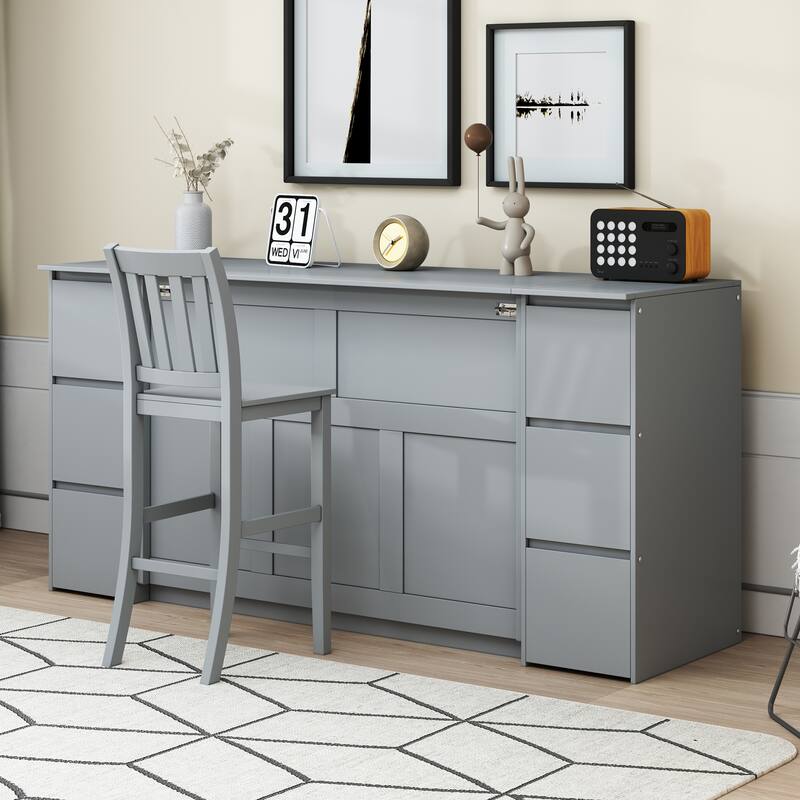 Modern Murphy Bed with Drawers, Cabinets, and USB Ports