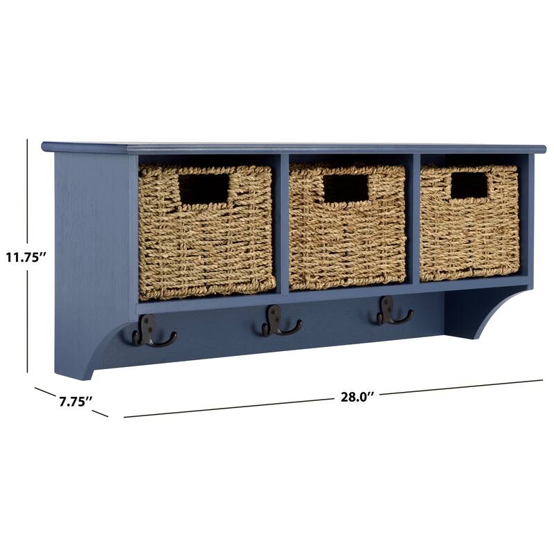 SAFAVIEH Jemina Black Hanging 3-Basket Wall Rack - 28" x 7.8" x 12" - 28"W x 8"D x 12"H