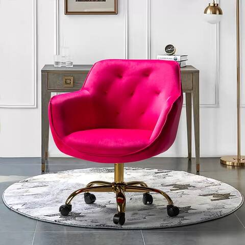 Home Swivel Tufted Office Chair with Armrests Upholstered and Adjustable Computer Desk Chair for Living Room Bedroom