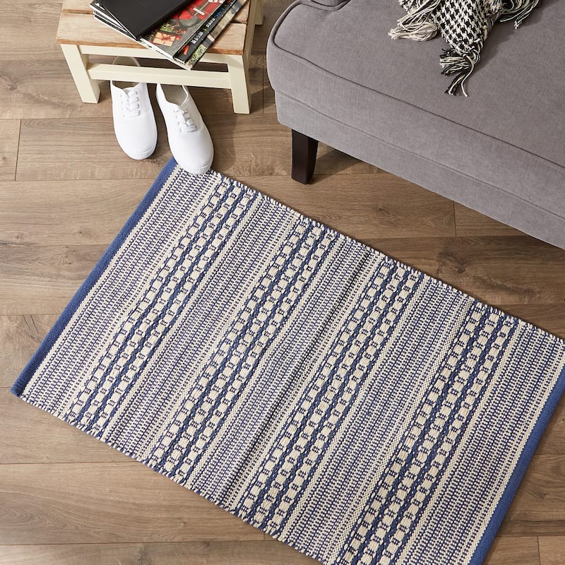 DII Stone Dobby Stripe Hand-Loomed Rug 2ft 6inx6 Ft - 36.0 In. L X 24.0 In. W X 0.2 In. H