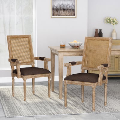 2 Set French Dining Chair Rattan Back Accent Chairs Retro Lounge Chair