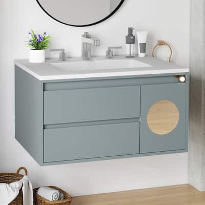 Moasis 31" Gray Bathroom Vanity with Smart Motion-Sensor Light & Ample Storage