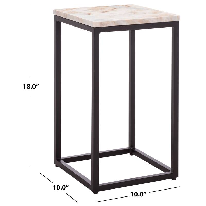 SAFAVIEH Couture Macklyn Square Marble Top Accent Table - 10"W x 10"D x 18"H