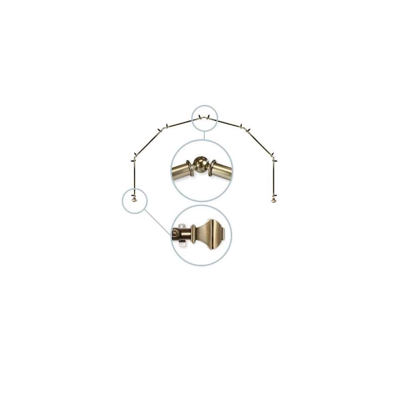 City Chic Bay Window Curtain Rod - Antique Brass Corner Rods for Draperies & Curtains - 13/16 Inch - M