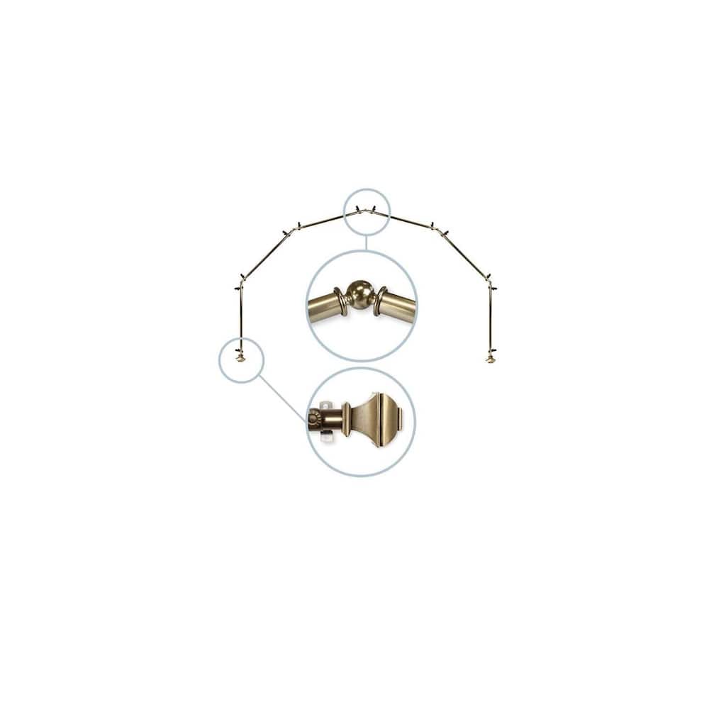 City Chic Bay Window Curtain Rod - Antique Brass Corner Rods for Draperies & Curtains - 13/16 Inch - M