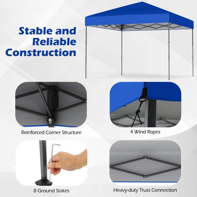 Oxford Fabric Metal Pop Up Canopy Tent with Bag and Adjustable Height