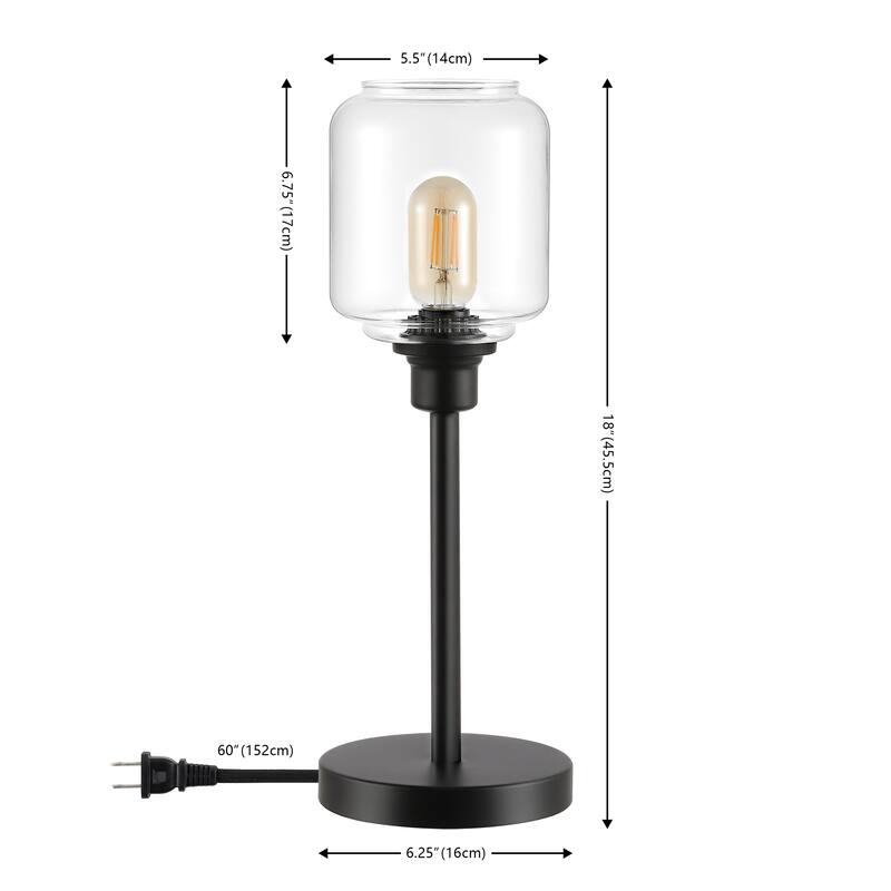 SAFAVIEH Lighting Hotske Glass Shade 19-inch Table Lamp (LED Bulb Included) - 6.3 In. W x 6.3 In. D x 18 In. H - 6Wx6Dx18H