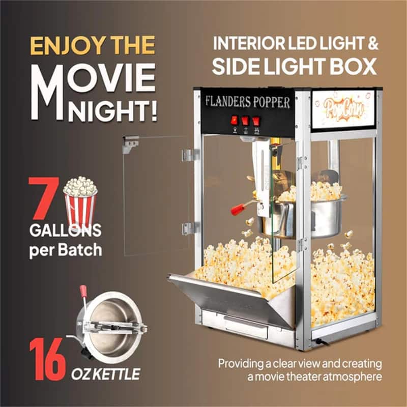 1600W 120V 16oz Kettle Popcorn Machine Maker Countertop