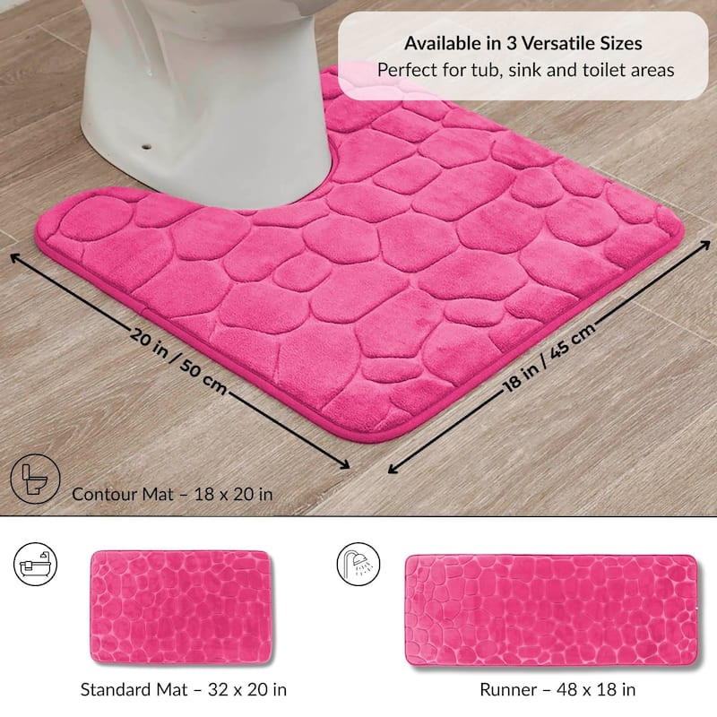 Memory Foam Contour Bath Mat Pebble Design 18x20