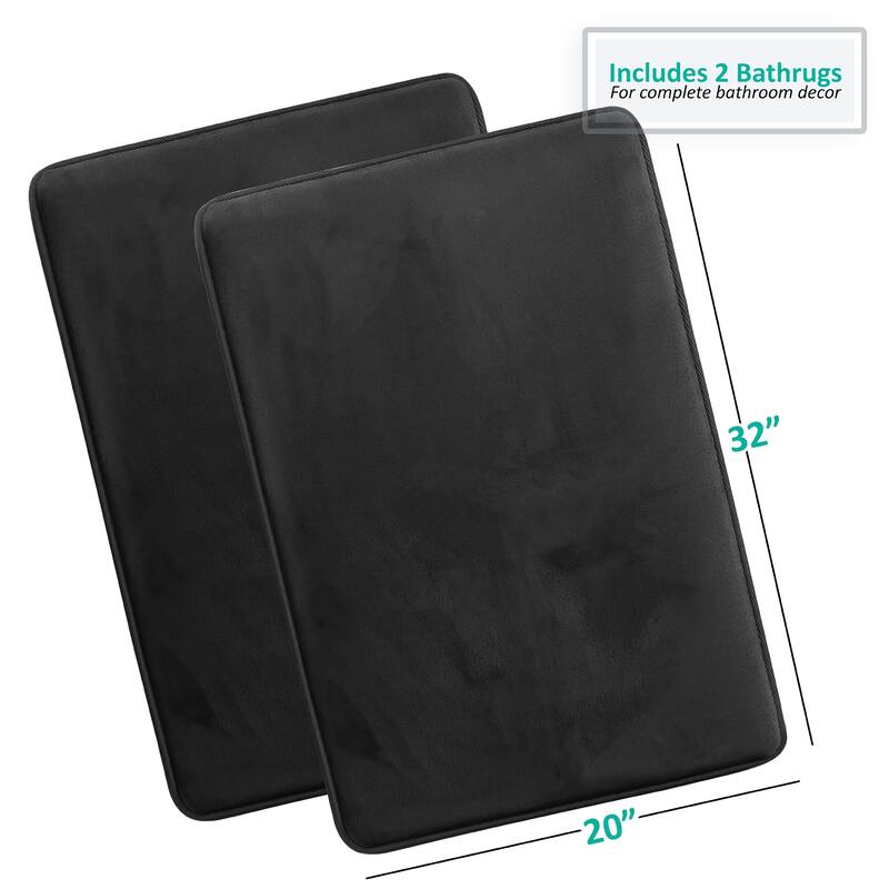 Clara Clark Ultra Soft Plush Bathroom Rug - Non-Slip, Velvet, Memory Foam Bath Mat - Set of 2