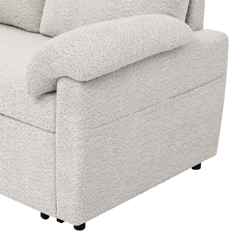 3 in 1 Convertible Sleeper Sofa Couch, 86.2 Inch L Shaped Sectional Sofa with Built In Storage Chaise and Pull Out Bed