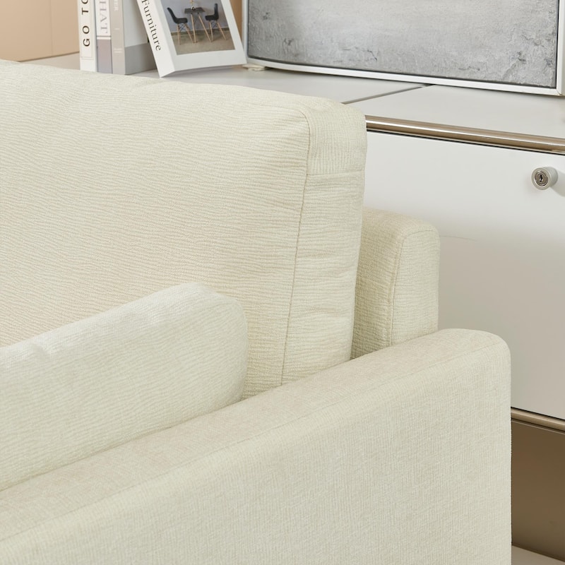 Love Seat with Back Cushions for Bedroom, Accent Sofa Couch with Square Armrests, Multifunctional 2-Seat Settee