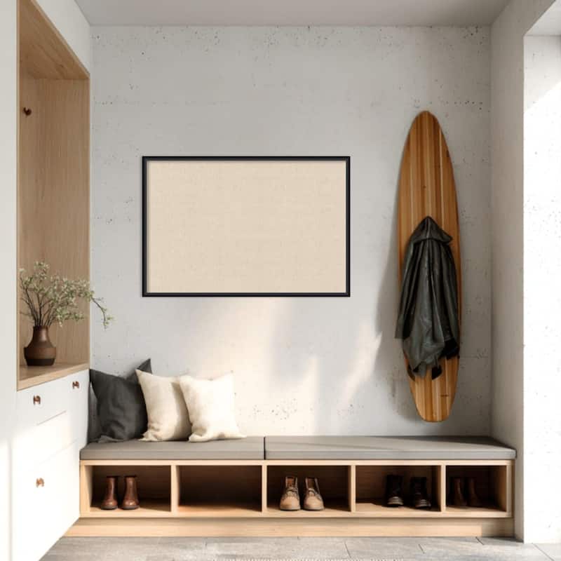 Amanti Art Framed Fabric Pinboard Natural Linen Printed Bulletin Board
