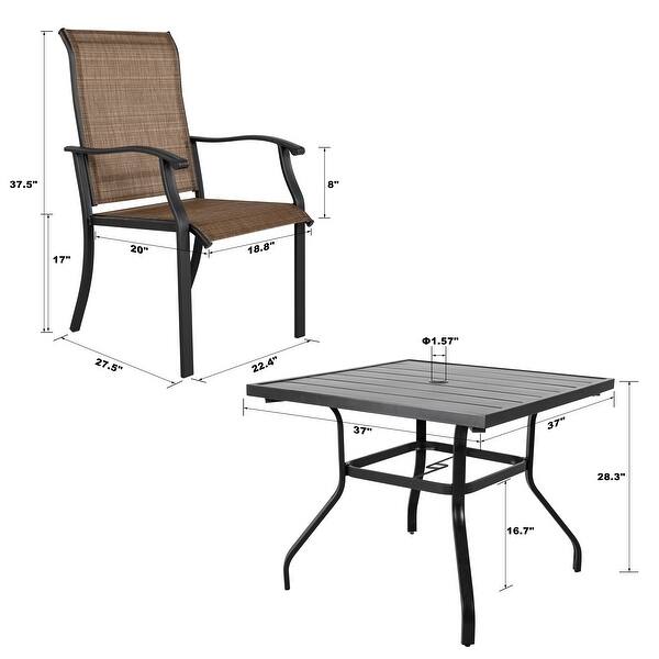 NUU GARDEN 5-piece Brown/ Black Metal Outdoor Patio Dining Set