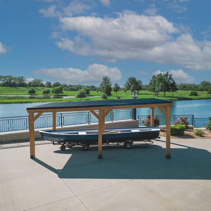 Backyard Discovery Kingsport 20x12' Cedar Wood Carport with Steel Roof