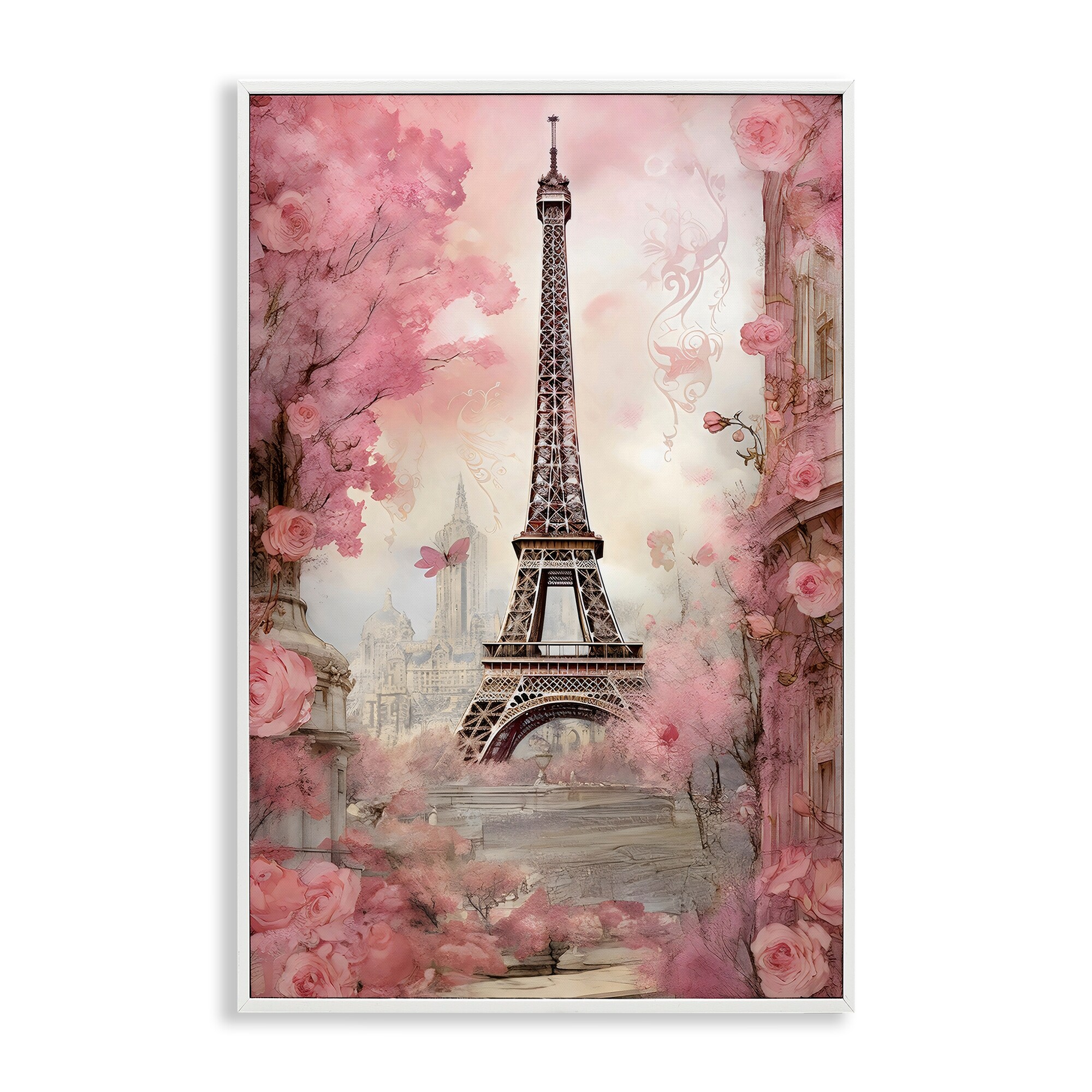 Stupell Paris City View in Bloom Framed Giclee Art Design By Creative Studio