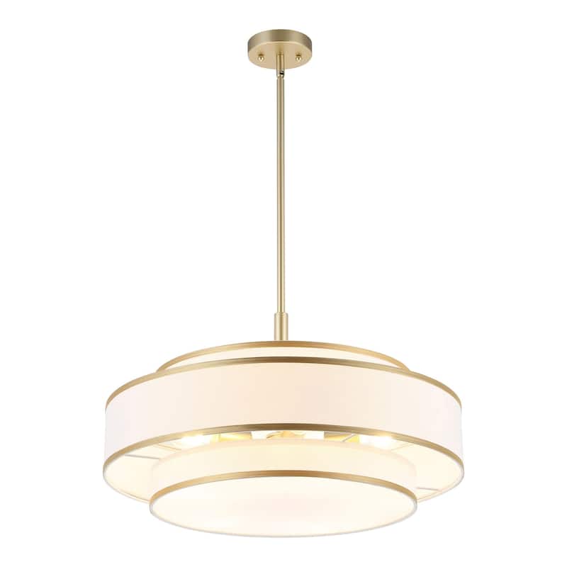 GetLedel 5-Light Double Shaded Dimmable Drum Chandelier