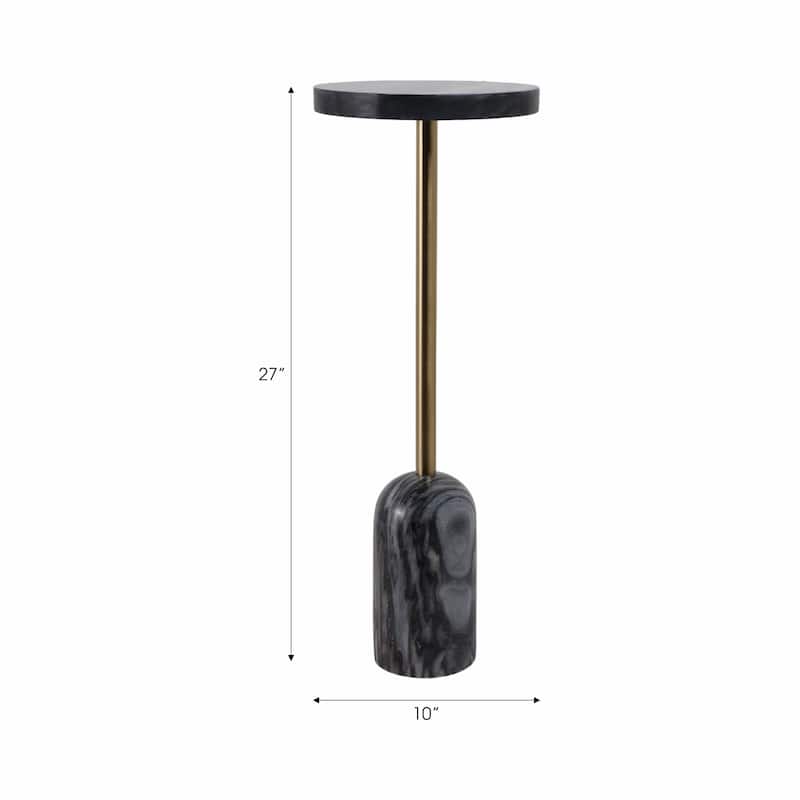 Modern Marble Top & Base Accent Table - Gray