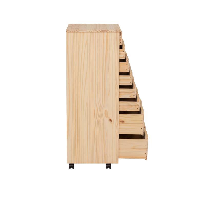 8-Drawer Wooden Storage Cabinet with Casters - 40.5" - Beige