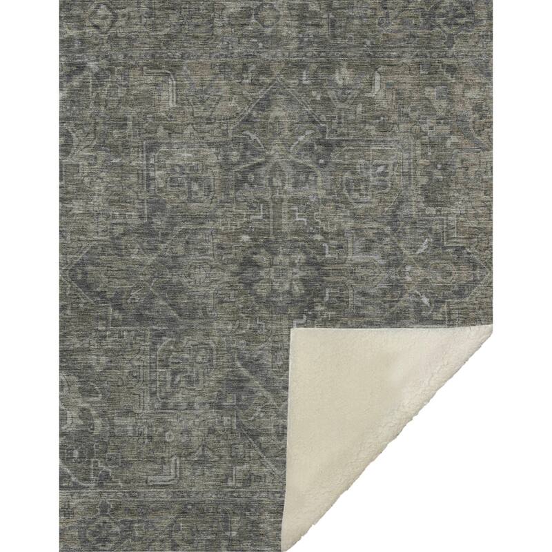 Premium Machine Washable Traditional Persian Sherpa Throw Blanket