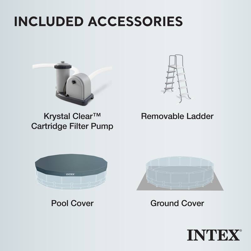 Intex 18ft x 48in Prism Round Frame Above Ground Swimming Pool Set with Pump - 18 x 18 x 4 feet