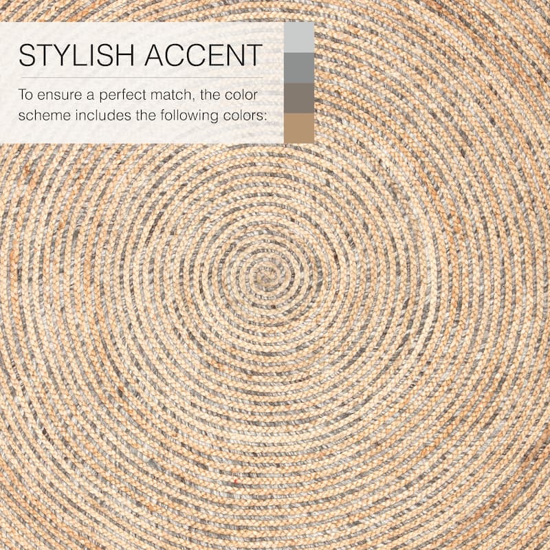 Rosen Natural Solid Beige/ Gray Round Area Rug