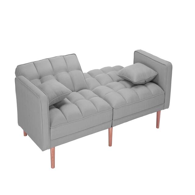 LUXMOD Futon Sleeper Sofa With 2 Pillows Fabric