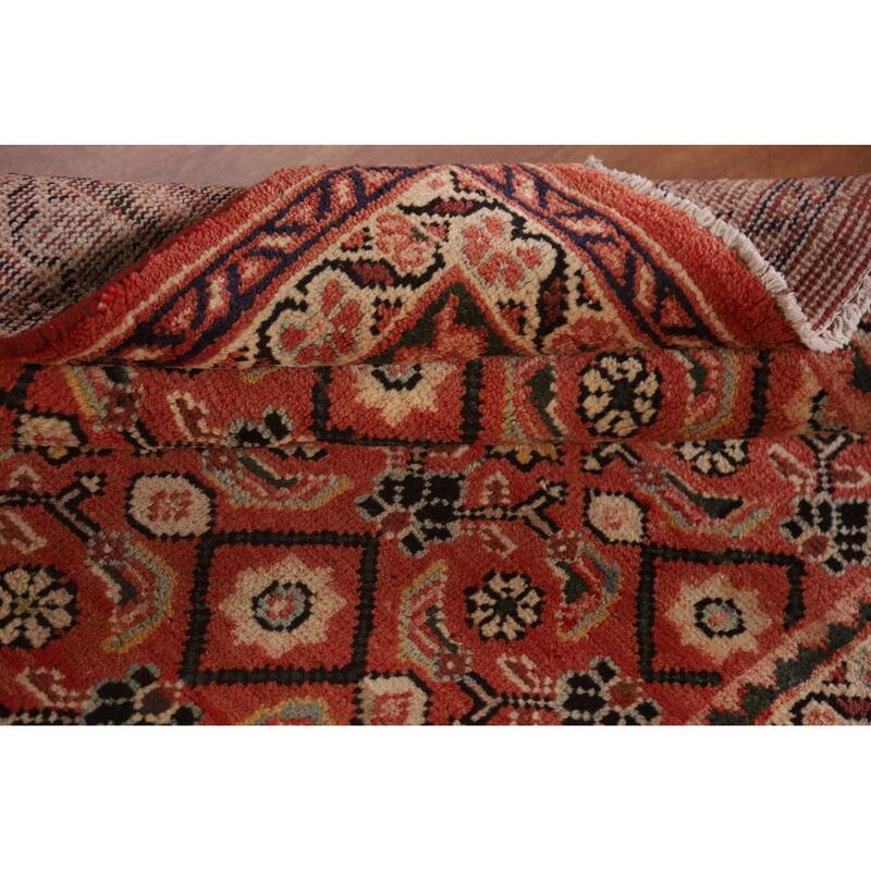Hand Knotted Oriental 100% Wool Carpet Traditional All-Over Red Mahal Runner Rug - 10' 3'' X 3' 5''