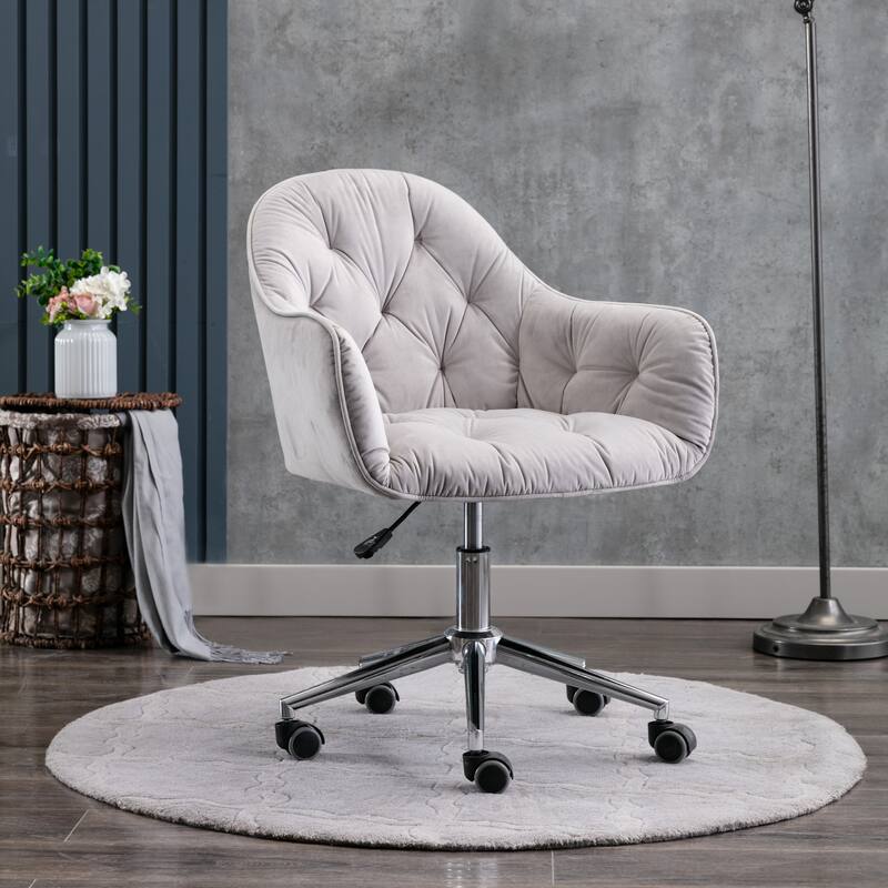 Corvus Hernals Velvet Tufted Adjustable Swivel Home Office Chair