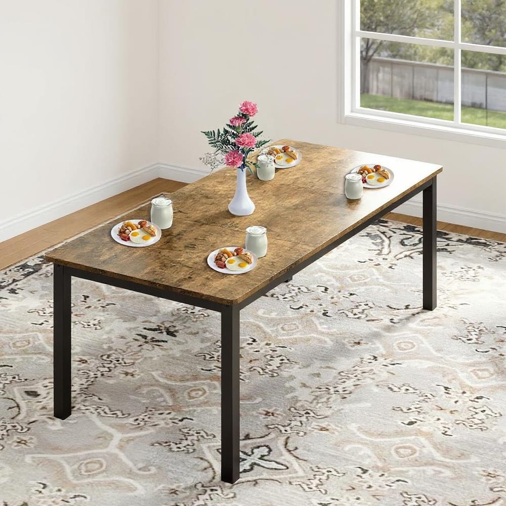 Industrial Dining Table for 6-8 People, with Metal Legs