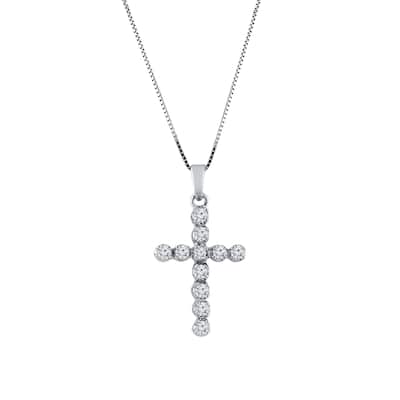 Auriya 14k Gold Round Diamond Cross Necklace 3/8cttw (H-I, I2-I3)