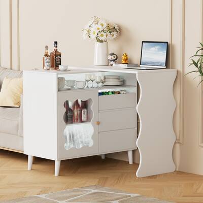 Merax Extendable Bar Table Cabinet with LED