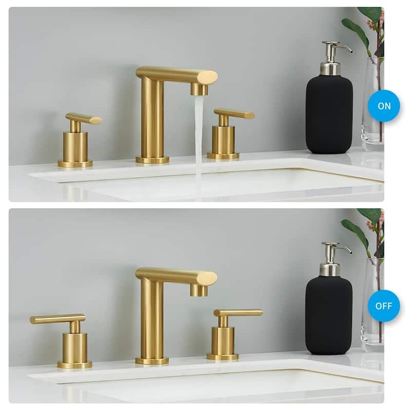 3 Holes Widespread Bathroom Sink Faucet Stainless Steel Bathroom Faucet with Pop Up Drain Vanity Tap with Dual Handles