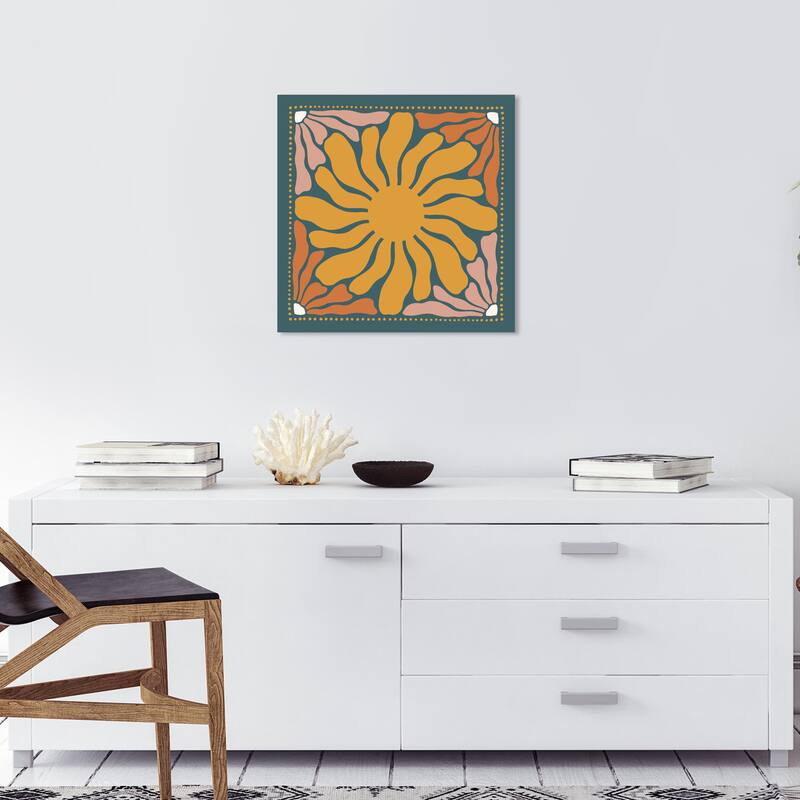 Wynwood Studio Canvas Abstract Felt Sun Petals Gold and Ochre Modern & Contemporary Wall Art Canvas Print