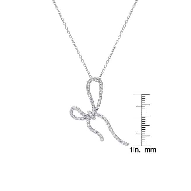 Victoria Townsend .925 Sterling Silver Lab White Sapphire Sideways Bow Pendant