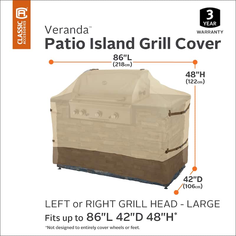 Classic Accessories Veranda Water-Resistant 86 Inch Island BBQ Grill Head Cover