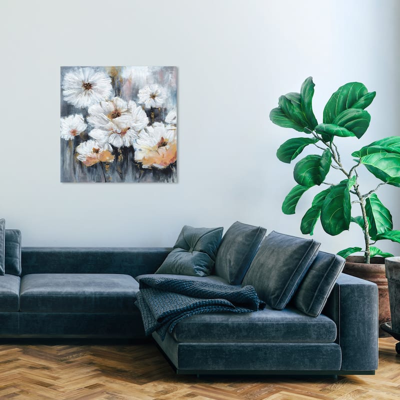 Wynwood Studio Canvas Floral and Botanical White Florals White and Copper Rustic Wall Art Canvas Print - White, Gray - 30 x 30