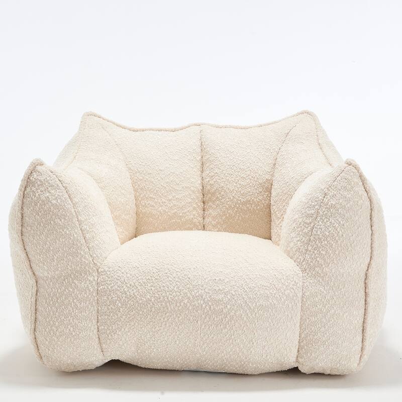Modern Chenille Single Bean Bag Chair Square Lazy Sofa with Armrests for Living Room Bedroom Lounge