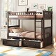 preview thumbnail 55 of 75, Wooden Bunk Bed with 2 Drawers and Ladder Espresso - Twin