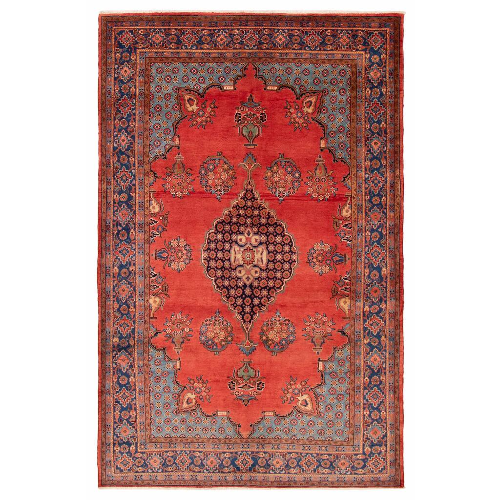 ECARPETGALLERY Hand-knotted Kayseri Vintage Red Wool Rug - 7'1 x 10'8