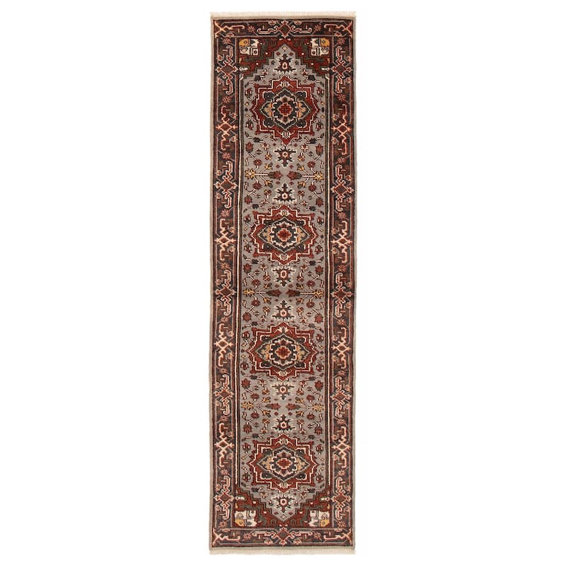 ECARPETGALLERY Hand-knotted Serapi Heritage Grey Wool Rug - 2'5 x 9'6 - Grey - 2'5 x 9'6